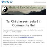 Tai Chi classes restart in the Community Hall