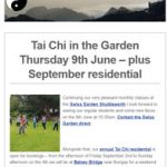 Tai Chi in the Garden Thursday 9th June - plus September Residential