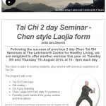 Tai Chi 2 day seminar - August 2014