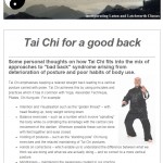 October 2014 newsletter - Tai Chi for a good back