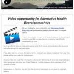 Video Opportunity for Alternative Health Exercise Teachers, 28th October 2015 Newsletter