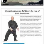 Considerations on Tai Chi in the role of Falls Prevention, 24th November 2015 Newsletter