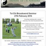 Tai Chi Broadsword Seminar in February, 19th January 2016 Newsletter