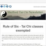 Rule of Six - Tai Chi classes exempt - classes restart on Sunday 20th September at 6.30pm and Monday 21st September at 1.00pm